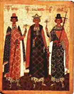 Святой равноапостольный князь Владимир с сыновьями, святыми мучениками Борисом и Глебом (103 кБ)